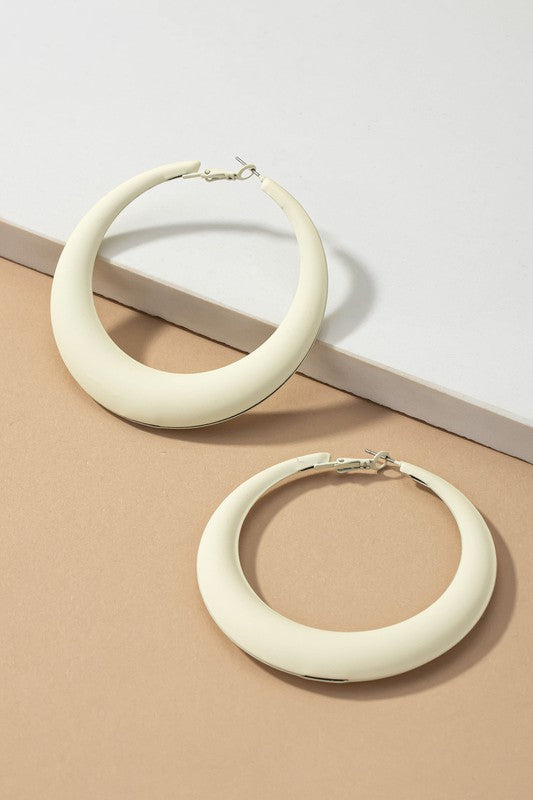 Large color coated puffy hoop earrings