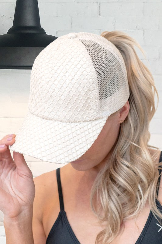 CC Textured Faux Leather Pony Cap