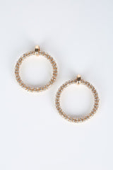 TRENDY RHINESTONE HOOP EARRINGS