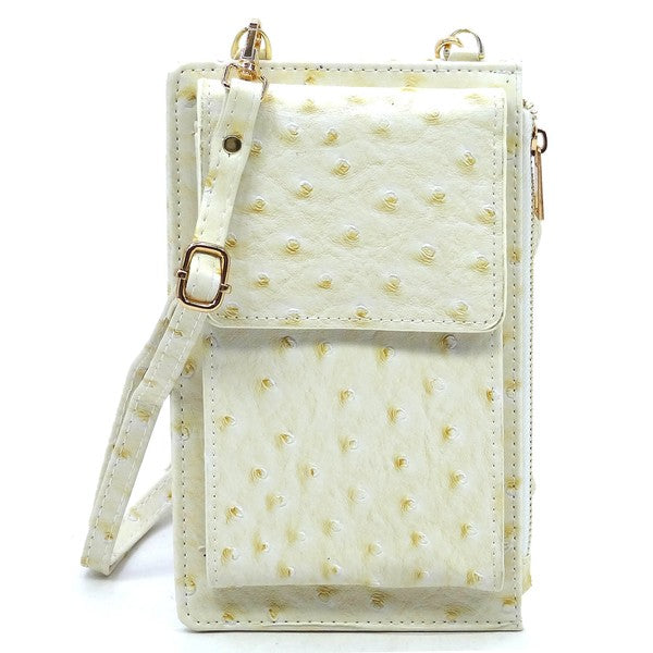 Ostrich Crossbody Cell Phone Purse