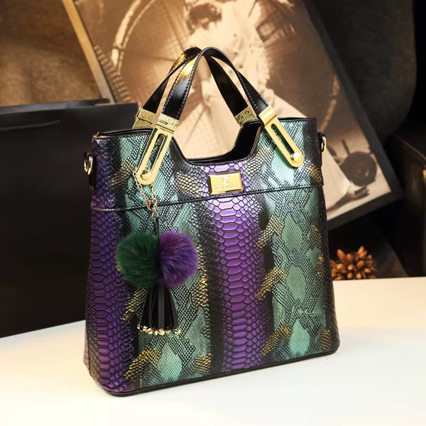 Luxury Cowhide Leather Women Handbags Fashion Female Chain Serpentine Portable Tote Bag Ladies Tassel Shoulder Messenger Bags